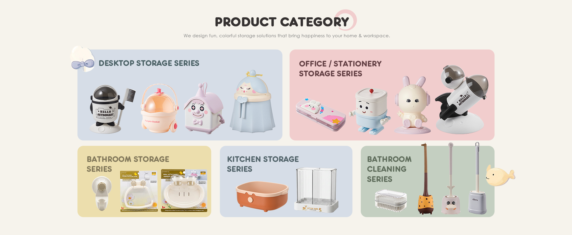 Product categories: desktop, stationery, bathroom, kitchen and cleaning