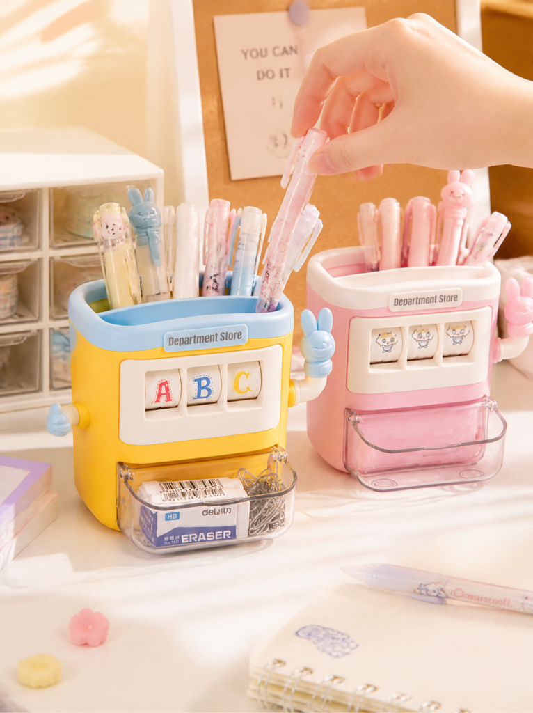 Cute Shake Fun Storage Tube PP+PET Kids Desktop Stationery Pen Holder